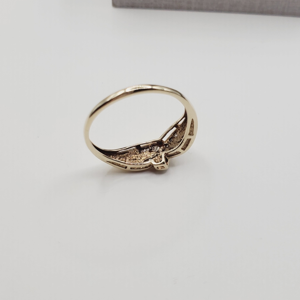 10k Solid Yellow & White Gold Genuine Diamond Ring Baguette & Round Cut Ring - Picture 3 of 12
